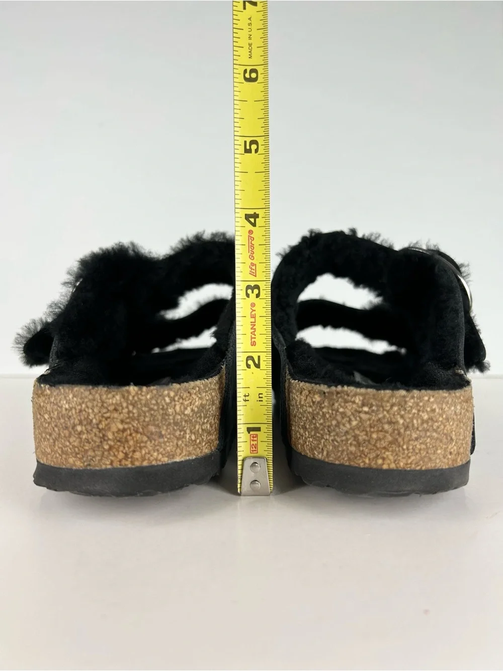 Birkenstock Arizona Big Buckle Shearling Black Two Strap Sandals EU 39 US 8
